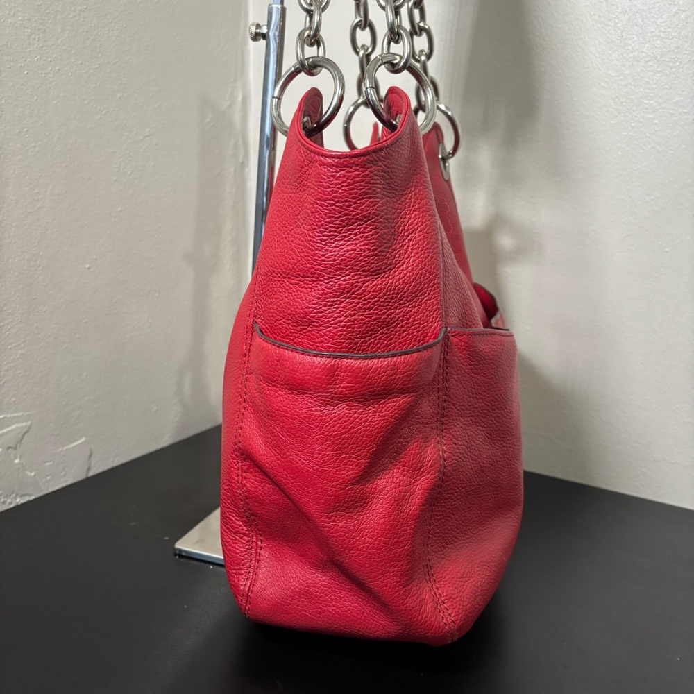 Grace Adele Red Pebbled Leather Hobo Shoulder Bag - Picture 8 of 13